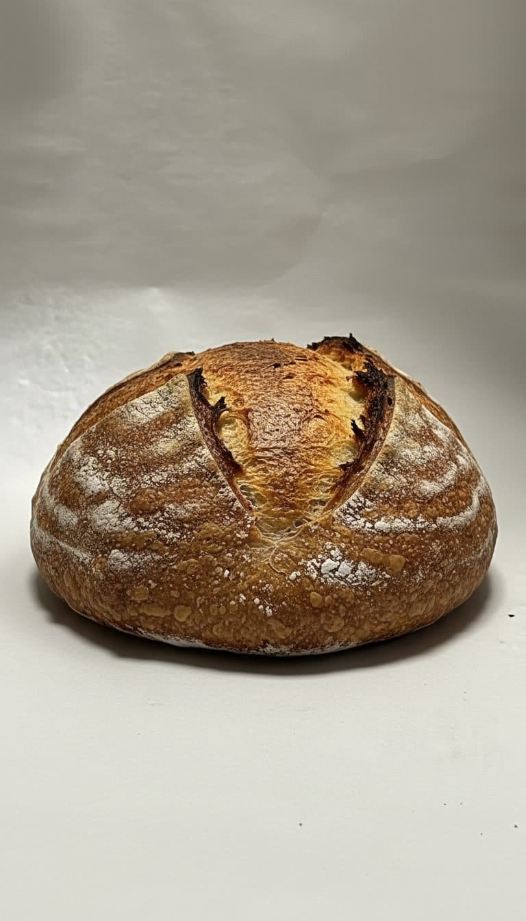 Pan artesanal de masa madre recién horneado